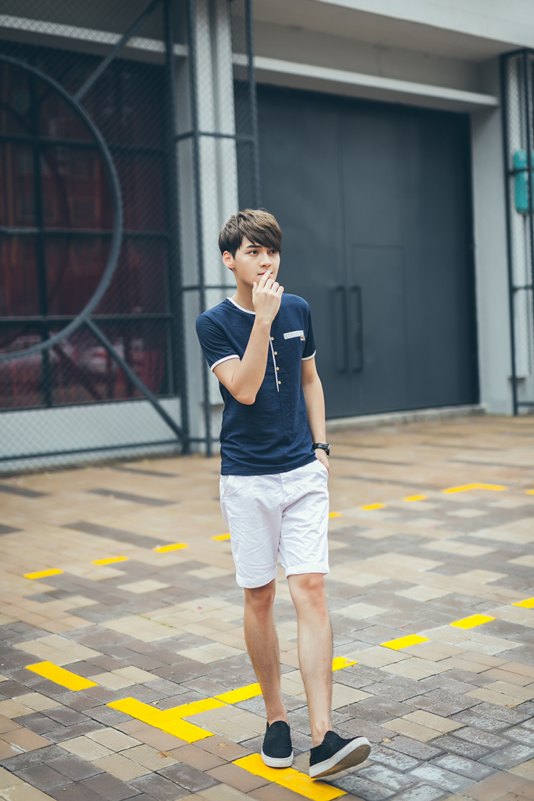 姬典2015夏季新款复古打底衫青年男士宽松纯色t恤637# 白色 xl