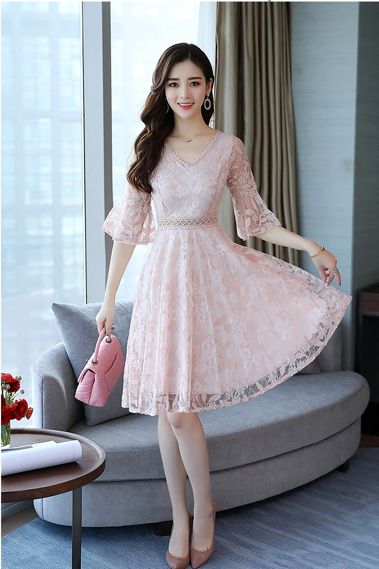 娜织蕾丝连衣裙女2018夏装新款女装小个子显瘦名媛仙气质a字裙夏裙