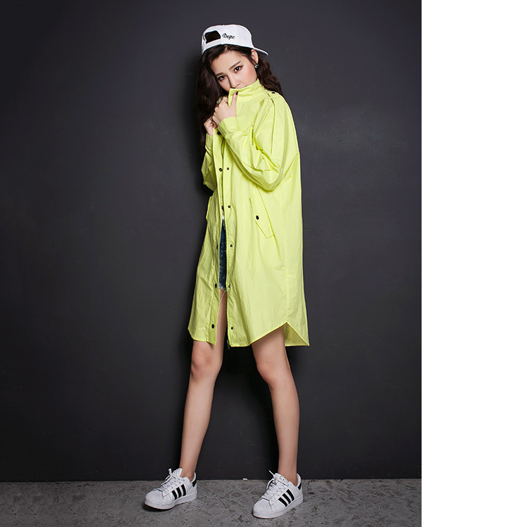 七格格秋新品工装风衣 中长款个性时尚街头风衣 女 黑色 M