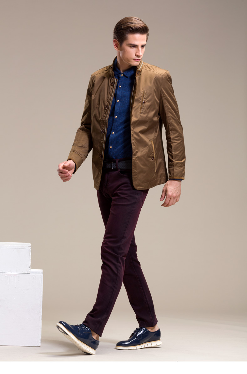 男装 夹克 金盾(kin don) kin don/金盾2015秋装薄外套青年夹克男士