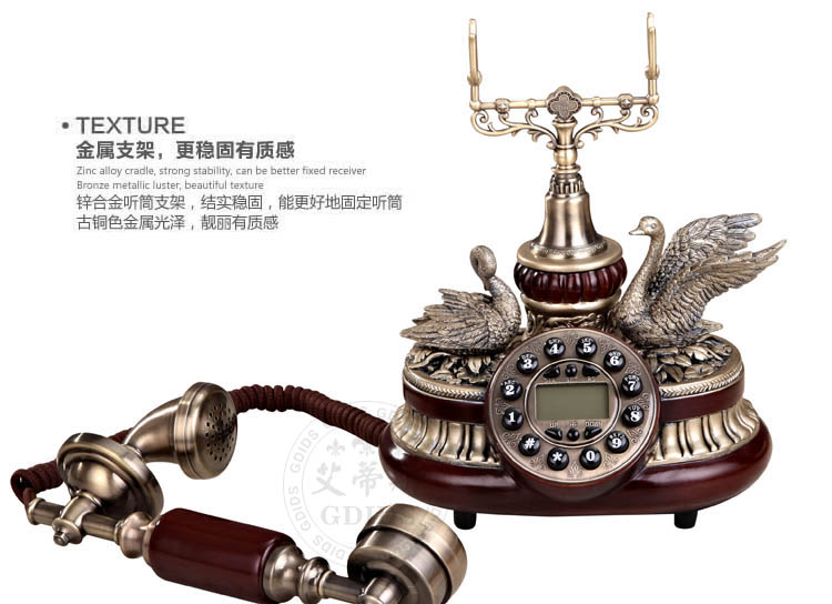 
                                        艾蒂斯 仿古电话机座机欧式电话机老式复古创意时尚 8615C按键款                