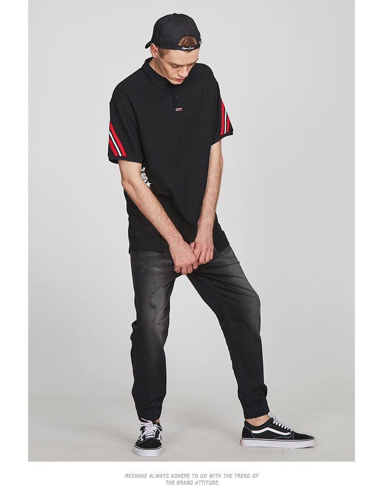 马克华菲潮牌reshake华菲型格 2018夏新品男士漆点修身束脚休闲裤潮牌