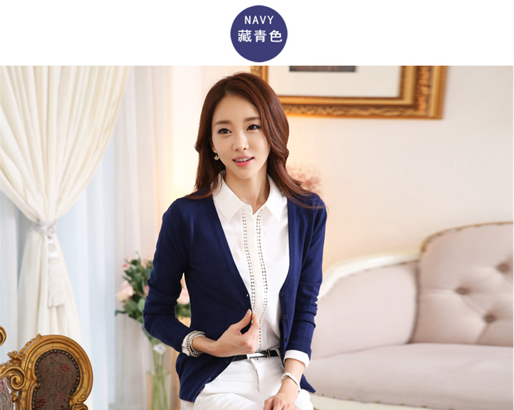 情蜜妮实拍2016春秋季新款开衫女针织衫打底衫空调衫毛衣长袖女 黑色 M