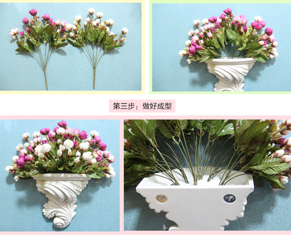
                                        得美莱斯 欧式壁挂 仿真花瓶花篮墙面壁饰挂件花艺工艺品 家居墙上挂饰墙房屋装饰品创意 天使插花壁挂7套餐(带5束花)                