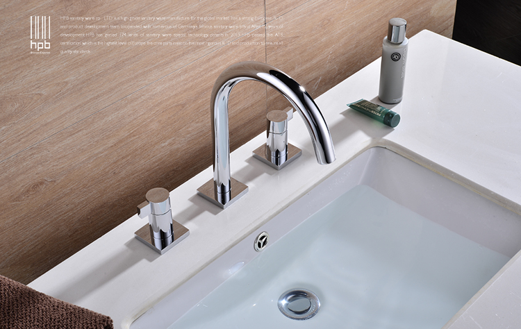 汉派全铜欧式分体式双把三孔面盆龙头冷热洗脸盆台盆水龙头hp3206