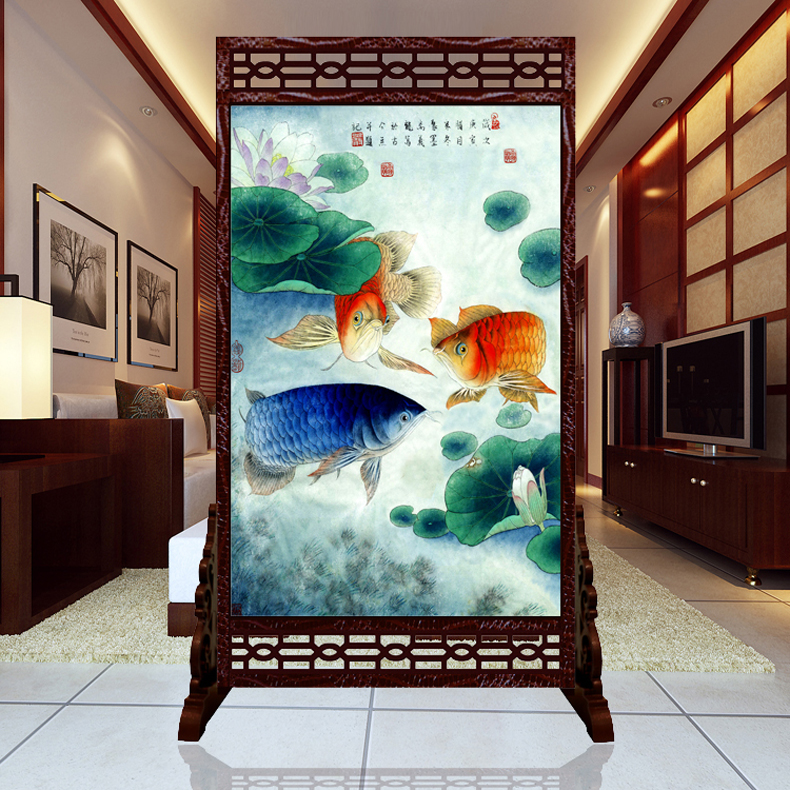 
                                        私人定制中式座屏 书房酒店隔断屏风 办公室客厅摄影隔断玄关隔断 双面屏风 041花开富贵 160cm宽X180高 左镂空                
