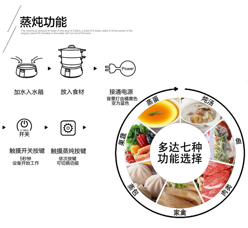 拓璞ES-005蒸汽料理不锈钢蒸笼电蒸锅料理机