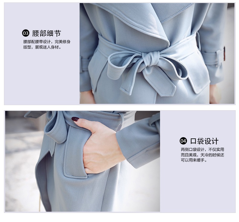 莫卡妮雪2015秋装新款 韩版显瘦 气质优雅中长款女式风衣外套春秋 灰色 XL