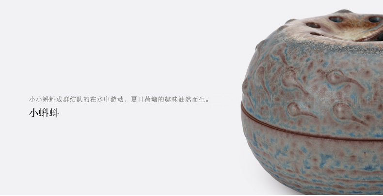 
                                        万仟堂 倒流香炉 创意 陶瓷茶道摆件招财熏香炉 沉香炉 塘边蛙声                