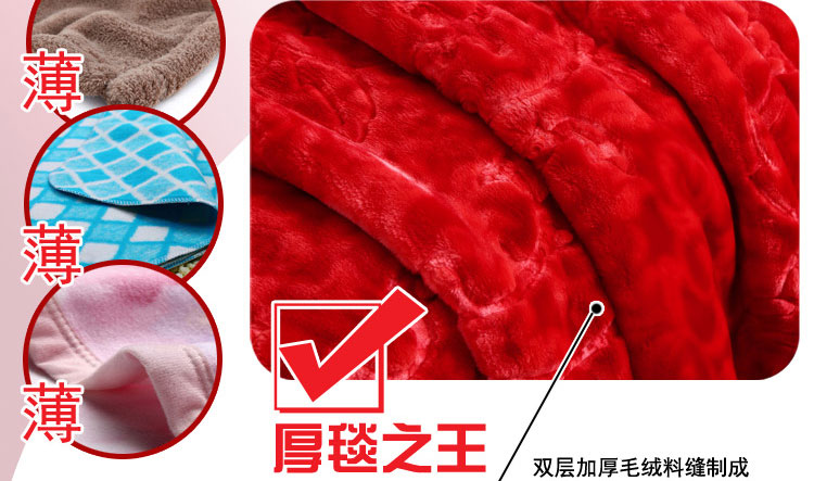 尚槿家纺 贵族加厚拉舍尔毛毯 婚庆送礼毛毯 艺术毯子  双面花纹冬季双层单人双人毯 米白