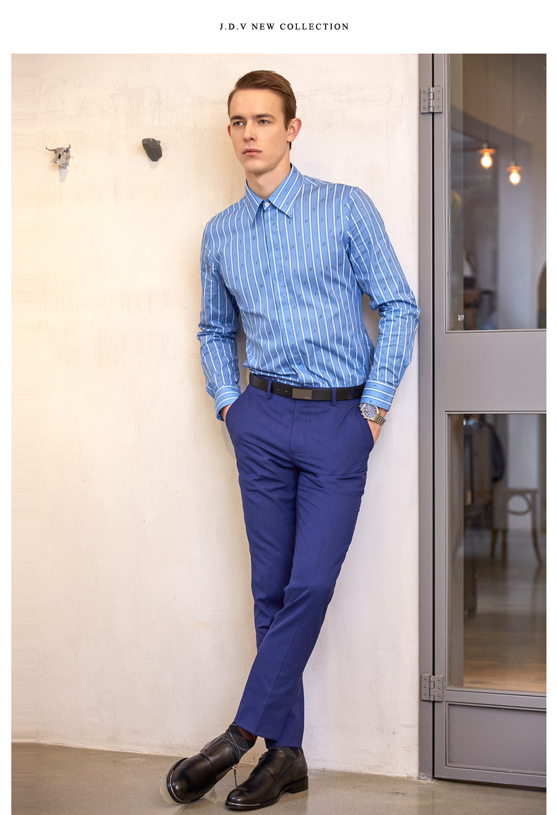 jdv男装 2018春季新款 宝蓝色正装修身男士西裤长裤 spf8029spb 宝蓝