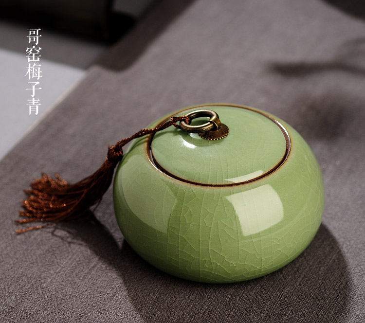 
                                                            品道家居 青瓷茶叶罐 陶瓷密封罐醒茶罐 存储茶罐 哥窑粉青铁线                