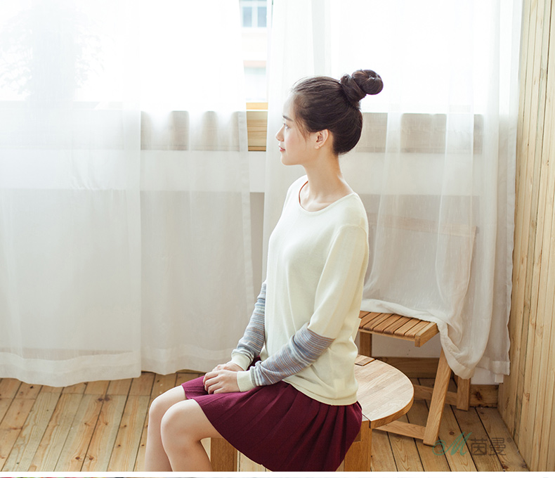 
                                        茵曼秋装简约袖身民族针织衫提花圆领长袖毛衣女【85313$20498】 花灰色 M                