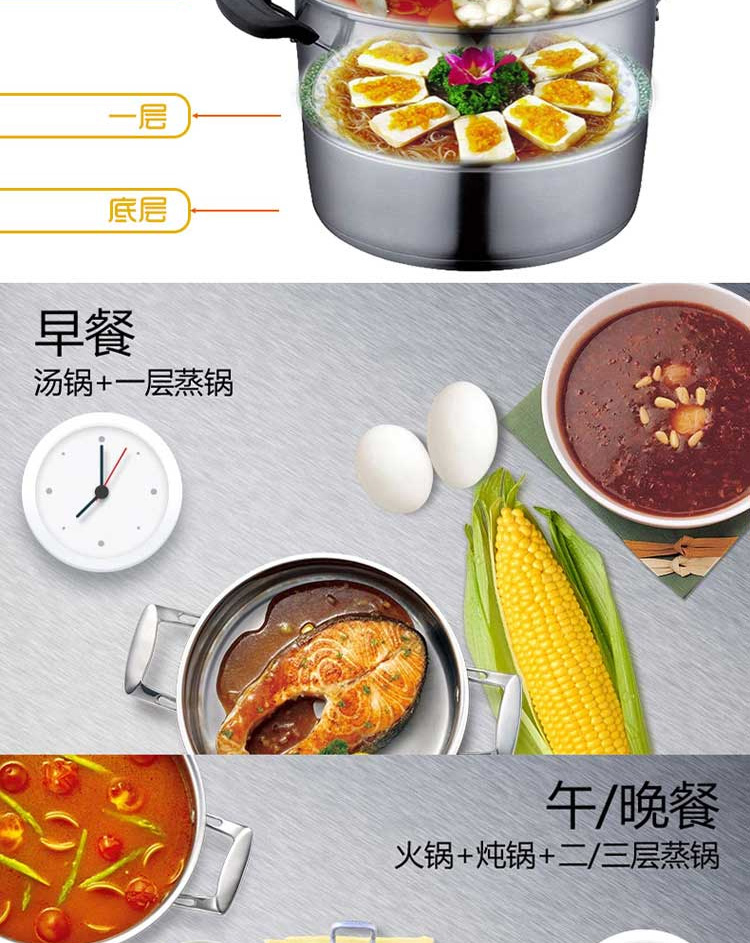 
                                        苏泊尔（SUPOR）味鲜 不串味三层 不锈钢复底蒸锅 燃气电磁炉通用 SZ26E1直径26cm                