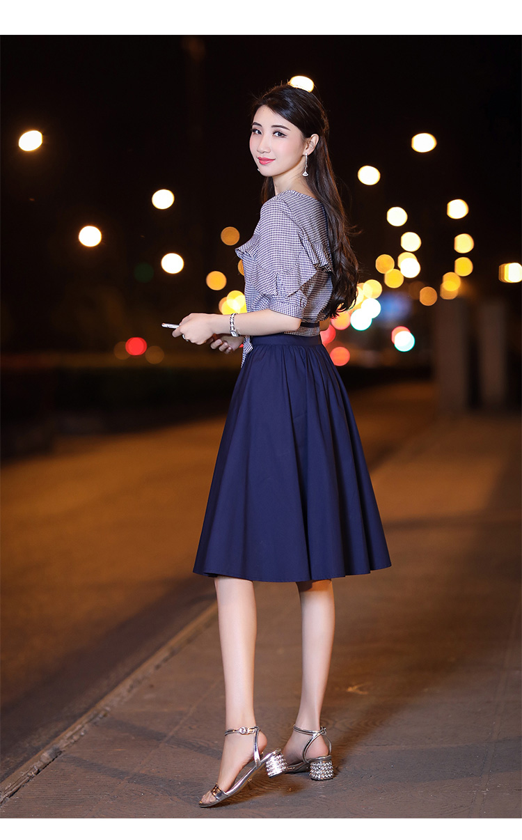 杰克淘 香港潮牌2018夏季新款女装韩版小清新格子连衣裙两件套时尚