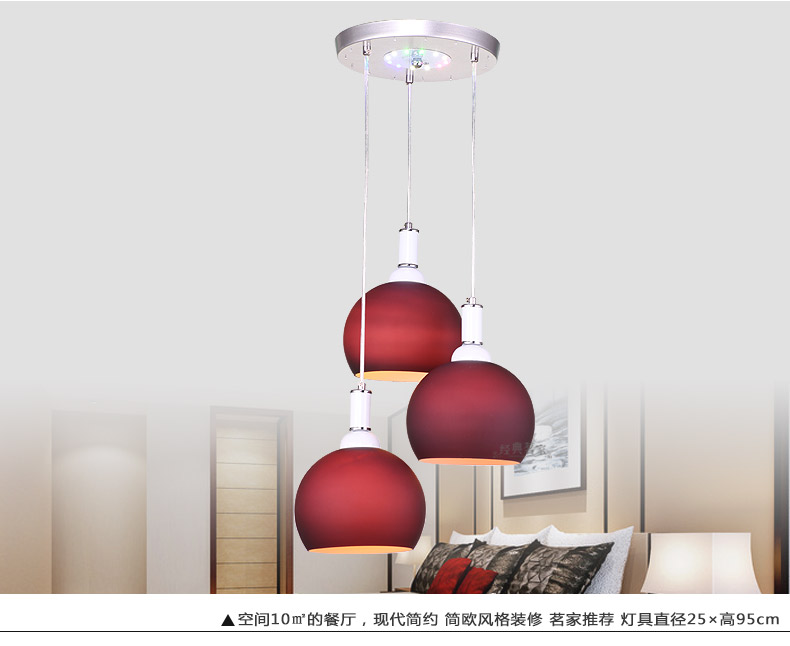 茗家灯饰现代简约吊灯led餐厅灯3头水晶灯具饭厅灯卧室餐吊灯8867 灯具/不带灯泡