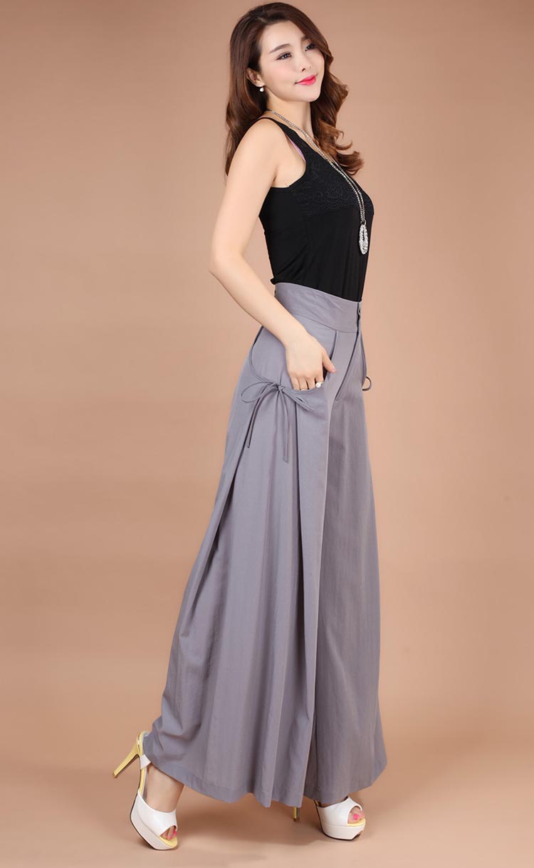 春夏女装长裤裙裤高腰裤裙长款宽松大码阔腿裤甩裤女大脚裤黑色夏款2