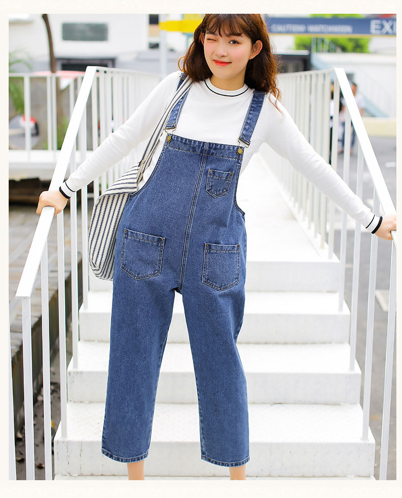 mysticliu 韩版牛仔背带裤牛仔裤女3213h 米白色 s_现价-1元