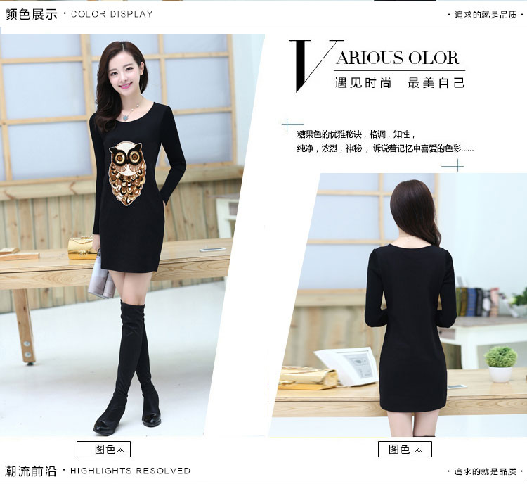 阿奴诗图(EANUSTUI)2015秋冬装新款女休闲 棉上衣韩版时尚百搭修身中长款长袖T恤 8805酒红色 M码 加绒
