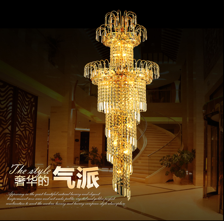 蒙特丽 金黄色水晶吊灯5803 大型豪华别墅楼梯灯餐厅灯客厅灯具(B) 500*1700