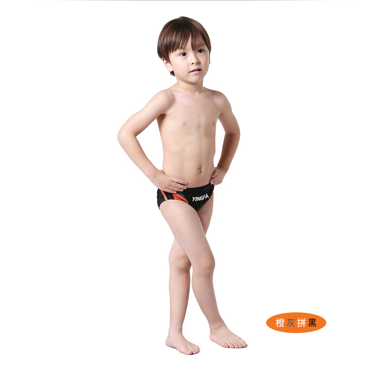 英发yingfa儿童泳裤经典拼色专业健身训练三角游泳裤男童泳衣蓝紫s