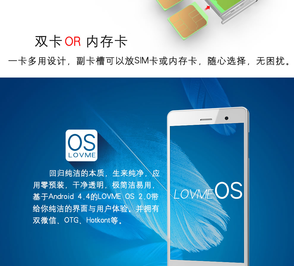 
                                        爱我（LOVME）魅影T6 移动4G智能手机  双卡双待 铂光金                