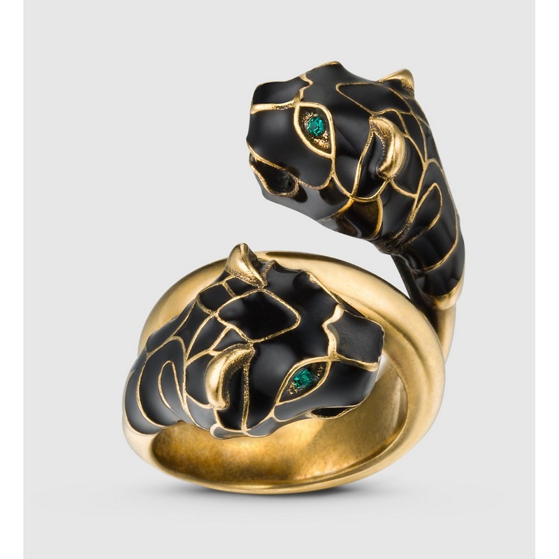 古奇(gucci)女款戒指 黑色 珐琅 虎头 402269 i1635 8467