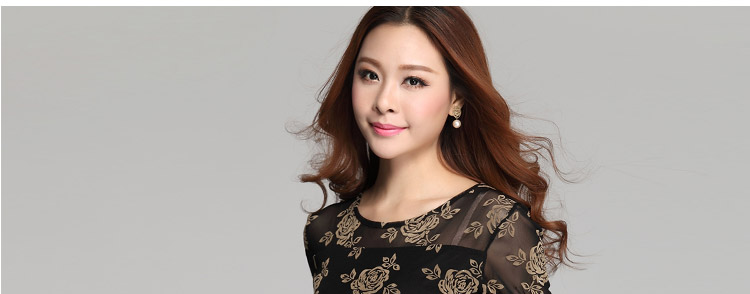 
                                        舒本 2018新款春秋女装上衣蕾丝网纱长袖T恤女休闲打底衫6120043 长袖黑色 M                