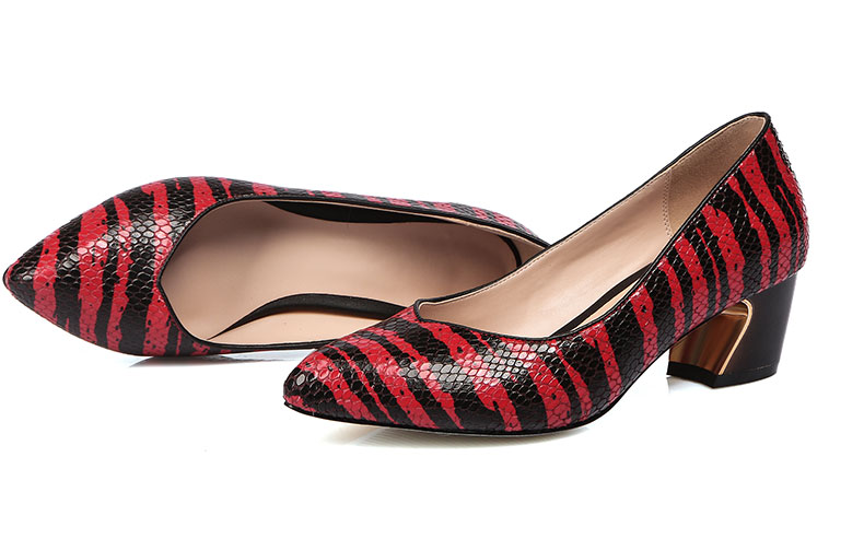 时尚女鞋 单鞋 尚迪莎 尚迪莎2015秋季新款性感豹纹马毛女士单鞋 浅口