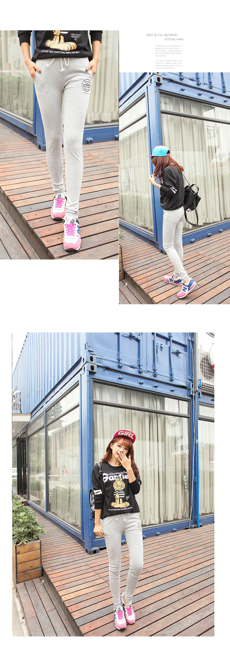 菲时力 2015新款韩版经典小脚运动休闲棉质显瘦长女裤XM-2FB105-A_K602 浅灰色 S