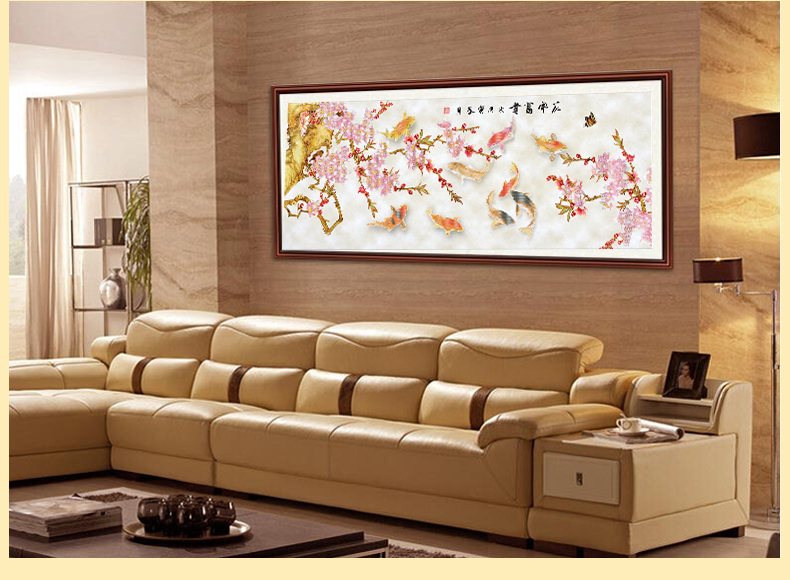 
                                        5D钻石画满钻九鱼图钻石十字绣 花开富贵圆钻石绣贴钻画客厅 5D钻石九鱼图 (满钻全贴魔方圆钻)90*40CM                