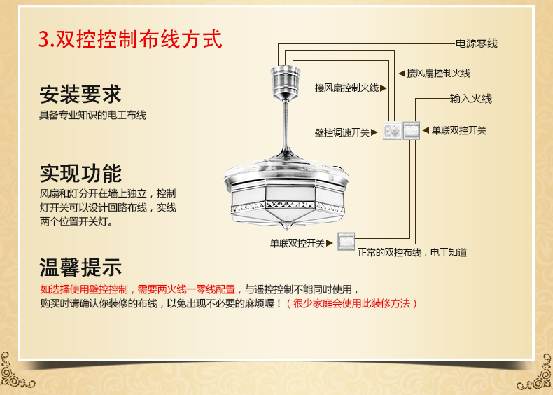 
                                        铜范灯饰全铜欧式带灯吊扇灯餐厅吊灯铜灯客厅卧室风扇灯具 风扇灯 宽45cm高46cm                