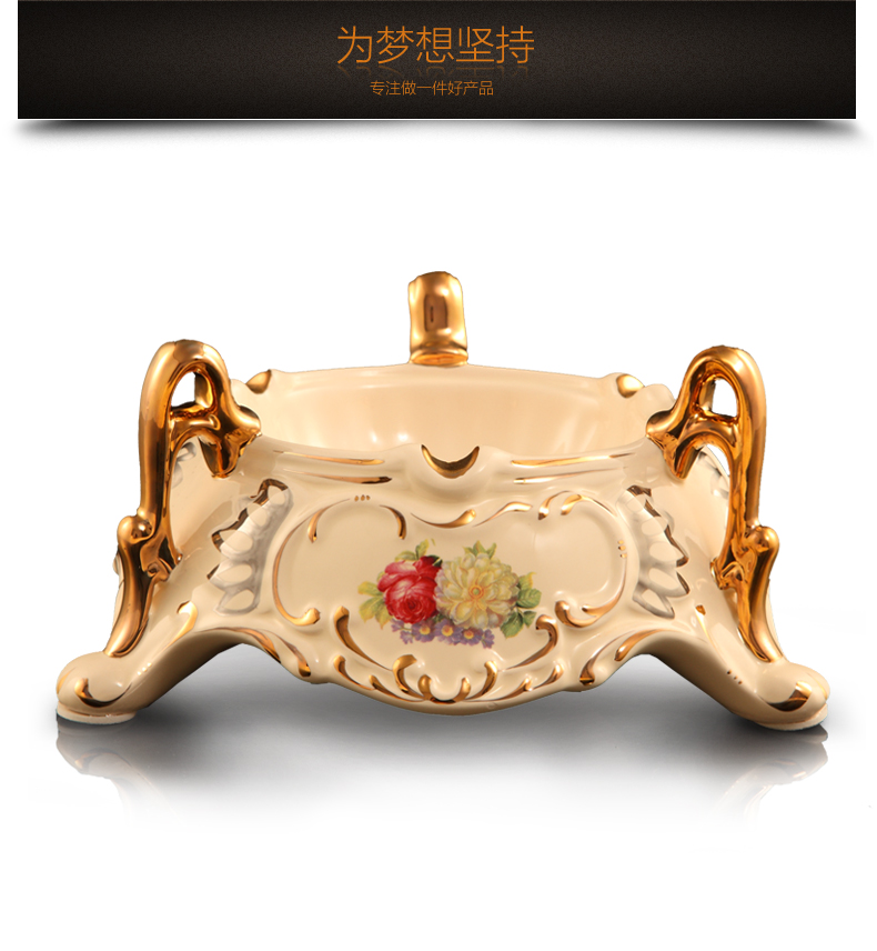 梵莎奇欧式陶瓷烟灰缸 奢华手工描金创意时尚个性烟缸客厅茶几办公送礼品礼物摆件