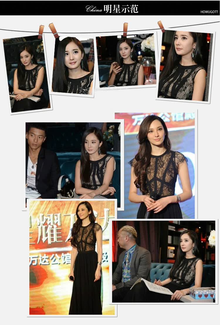 繁润2018春夏新款欧美风明星范冰冰杨幂同款蕾丝长裙气质修身连衣裙女