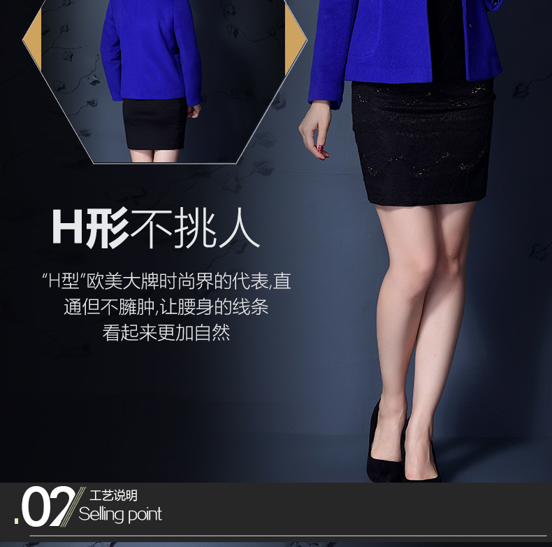 2015新款秋装韩版修身呢子大衣 大码短款中老年女装毛呢外套女 灰色 XL