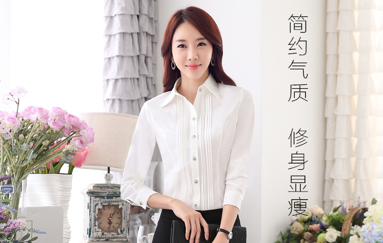 噢邸博 2015秋装新品长袖职业衬衫女韩版酒店工作服职业装衬衣 玫红衬衫+长裤 M