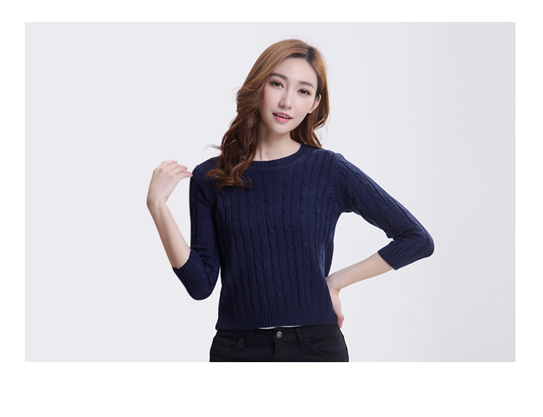 
                                        高梵 新款春秋装潮圆领纯色宽松毛衣女装时尚百搭弹力柔软针织衫 266A 藏青 160/M                