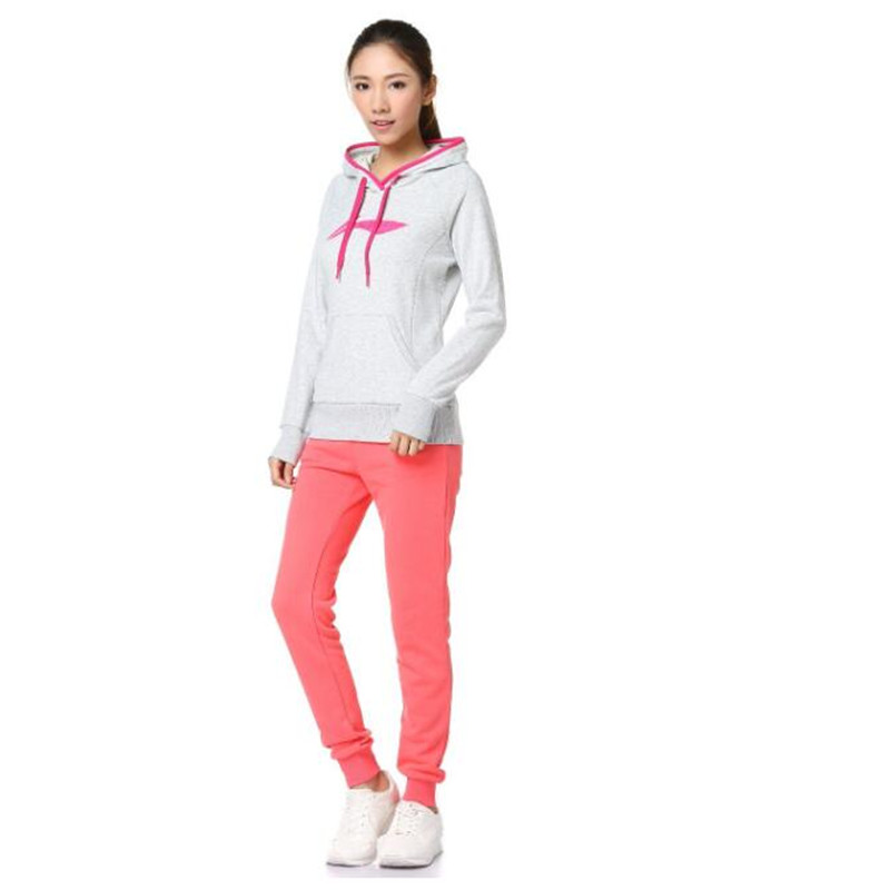 李宁女装春秋款连帽卫衣休闲长袖运动服外套女awdk052 浅灰色awdk052