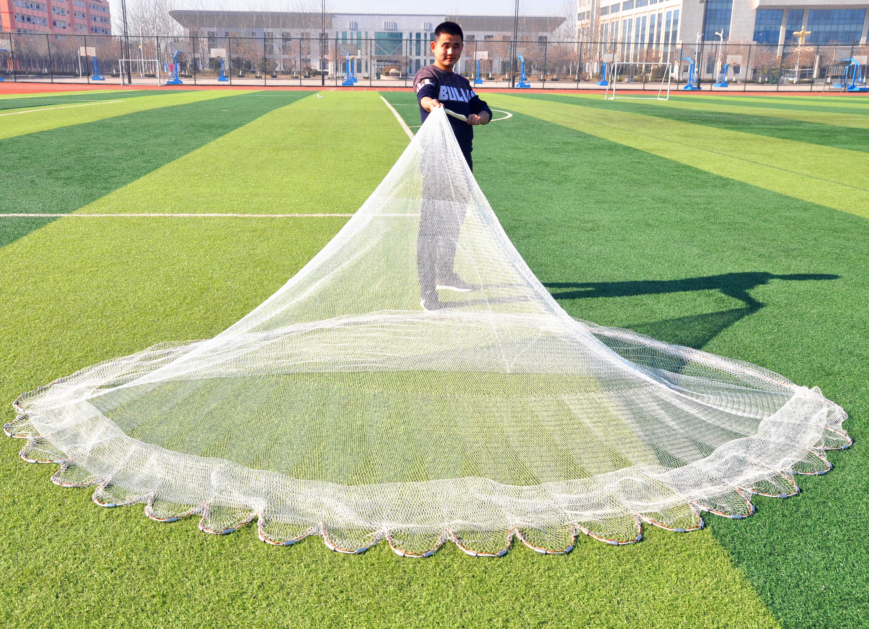 传统手工手撒网尼龙线撒网手抛网 手工轮胎2指3.5米7斤铁坠