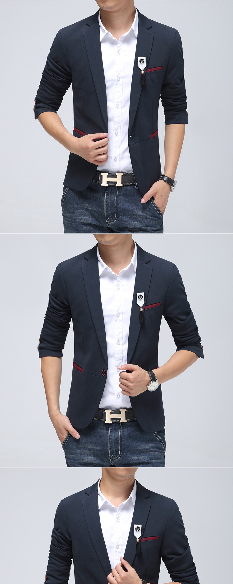 贤语2015秋季时尚新款男士便装休闲小西装外套韩版青年男装修身小西服