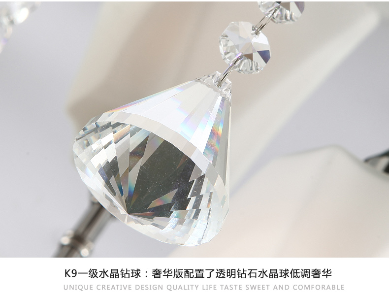 茗家灯饰现代简约吊灯led餐厅灯3头水晶灯具饭厅灯卧室餐吊灯8867 灯具/不带灯泡