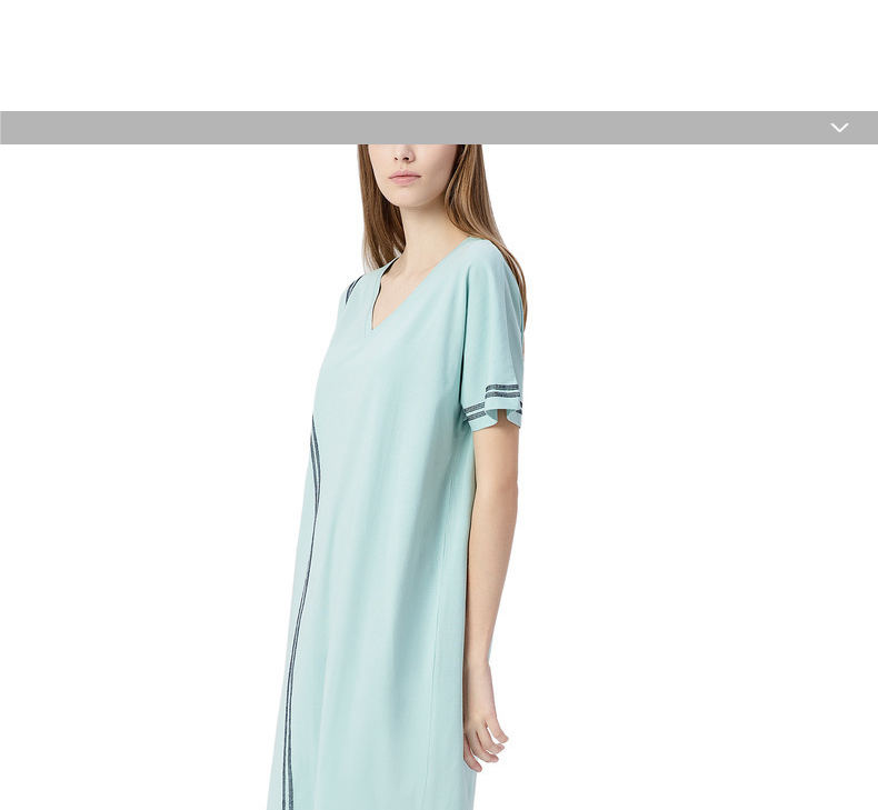 淳度夏季新款棉质睡衣女夏棉短袖居家服撞色宽松可外穿睡裙 浅碧色 m