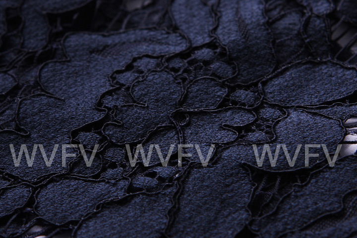 WVFV 2015秋装新款欧美假两蓝色宽松A字圆领镂空长袖蕾丝衫女 T5240 深蓝色 8