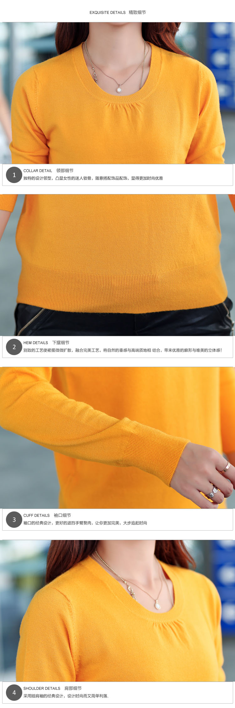 
                                        哈楠毛衣 女针织衫女套头毛衣女秋冬打底衫2016冬装新款女装修身毛衣外套 粉色 L                