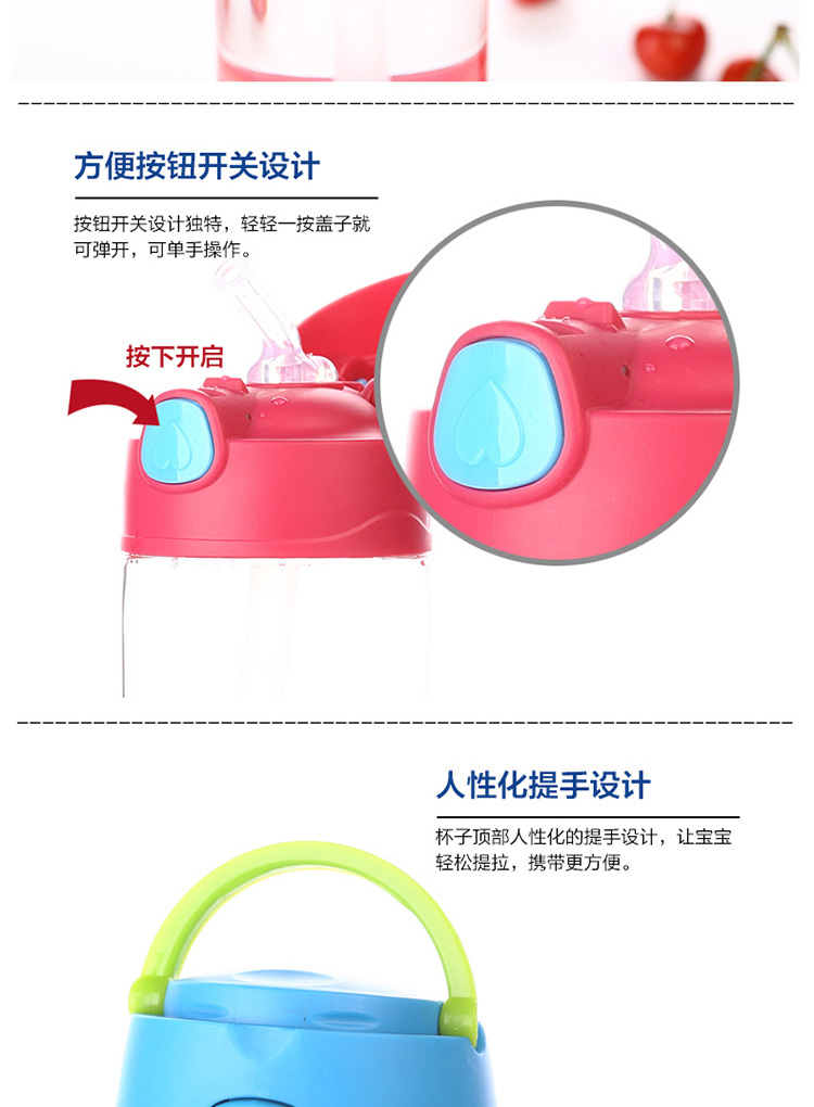 
                                        香港良品生活儿童水杯吸管杯柠檬杯榨汁杯水杯子 红色                