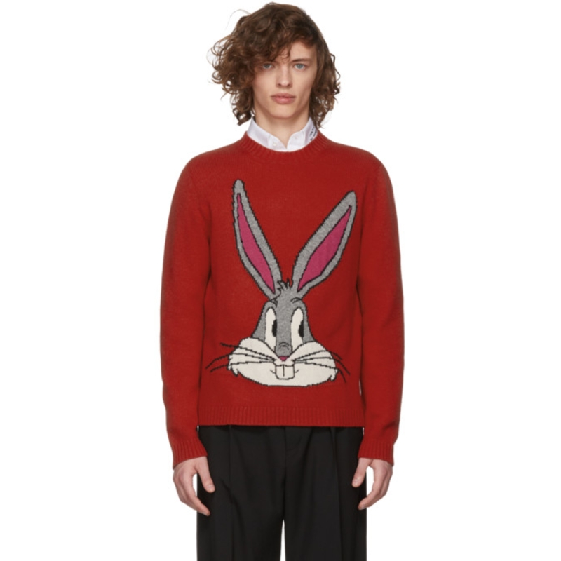 古驰/男士 37779 guccy bugs 红色兔子圆领毛衣 图片色 加加大(xxl)