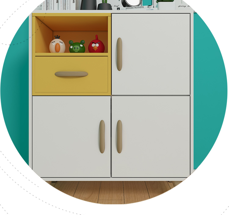 美宜德曼 储物柜 三门一斗柜收纳柜抽屉柜组合柜 白色 黄色