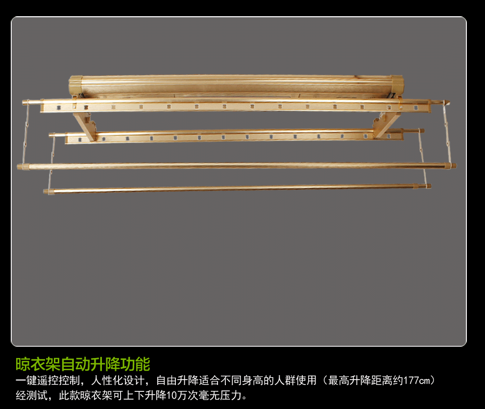 丽美舒阳台电动升降晾衣架智能遥控双杠晒衣架室内晾晒衣架风干紫外线消毒晾衣机 钛金色(1.28m主机)