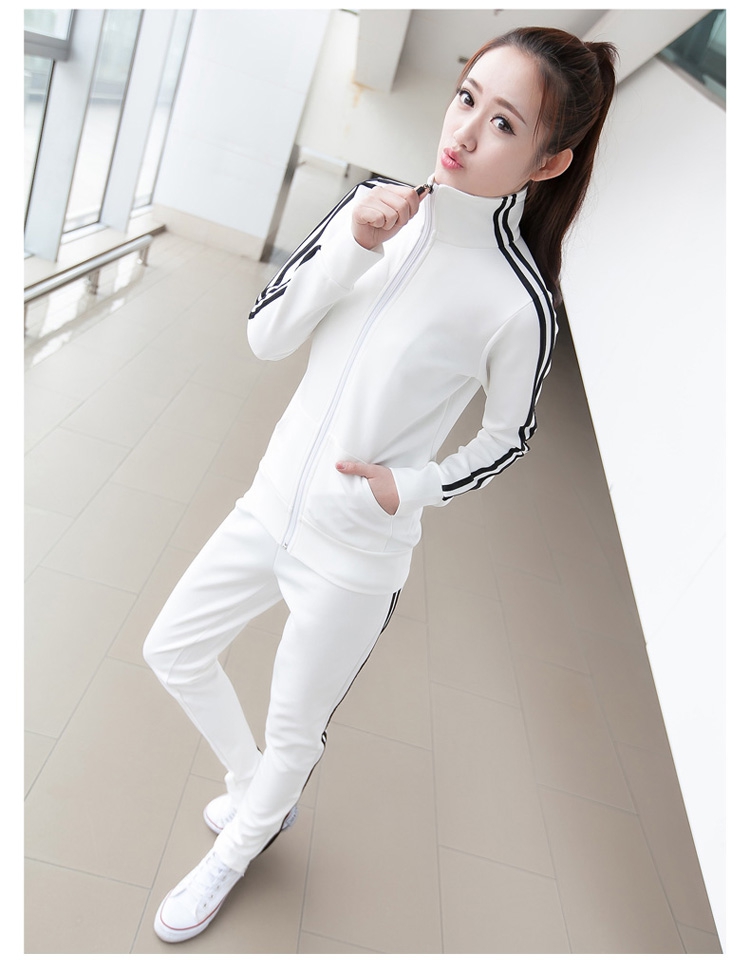 道琪安2015新款时尚运动套装学生运动服休闲女士修身两件套卫衣秋 黑色 L