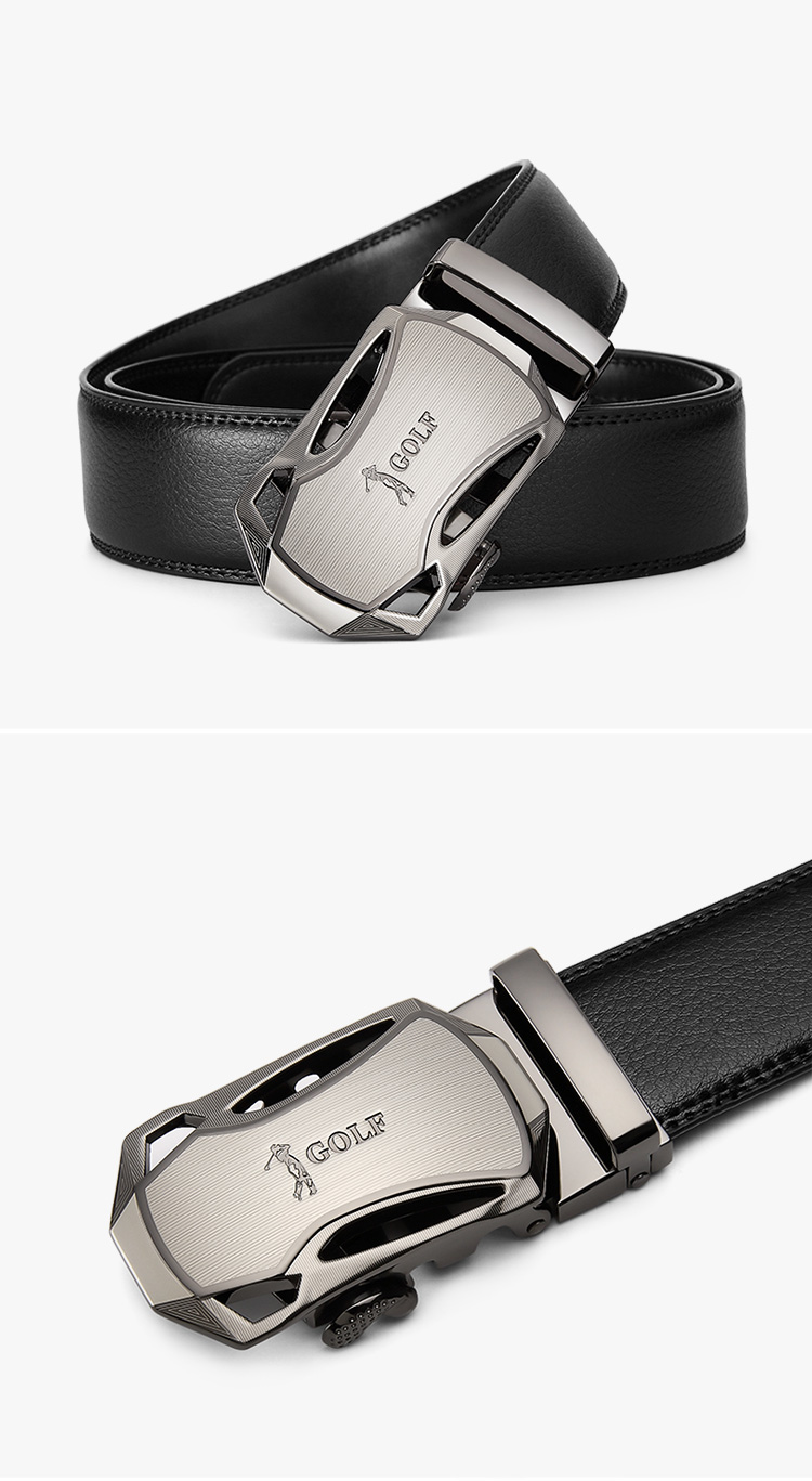 GOLF Leather Men's Belt, Durable Alloy Automatic Buckle, Jeans Waistband, Gift Box Set for Boyfriend Or Father 15